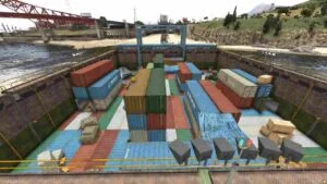 FiveM Shipment MLO showcasing detailed shipping layout and realistic design for roleplay scenarios.