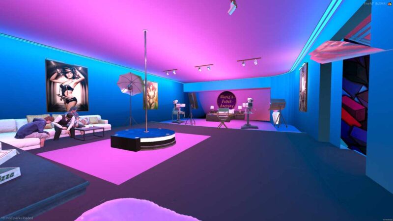 Wonka's Fudge Factory FiveM MLO interior with colorful decor and chocolate production areas