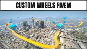 Custom Wheels FiveM featuring detailed wheel designs and immersive customization options for enhanced roleplay.