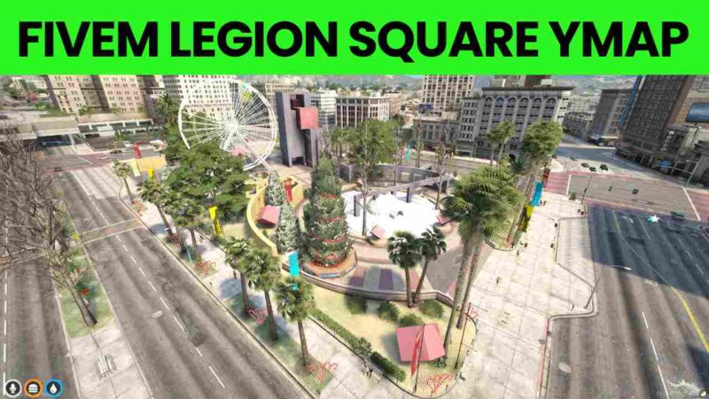 FiveM Legion Square YMap showing detailed layout of Legion Square in GTA V roleplay