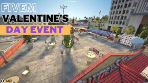 FiveM Valentine's Day Event featuring festive decorations and roleplay characters