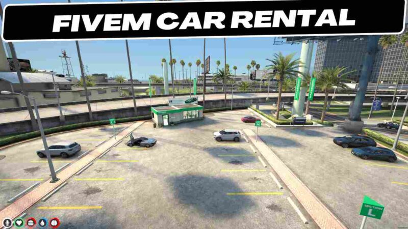 FiveM Car Rental MLO with a variety of rental vehicles and modern office space