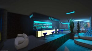 FiveM Sky Bar featuring a detailed rooftop design and immersive elements for an upscale roleplay experience.