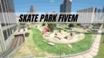 Skate Park FiveM - A detailed view of a custom skate park designed for FiveM roleplay servers, featuring ramps, rails, and graffiti for immersive gameplay.