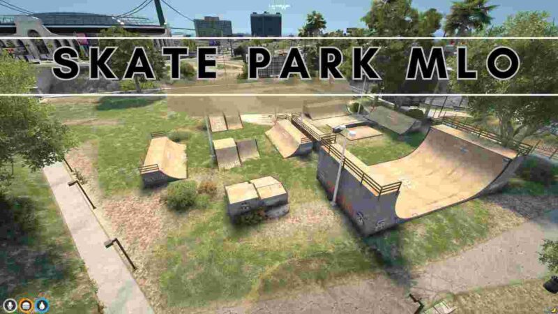 Skate Park MLO featuring ramps, rails, and obstacles for skateboarding