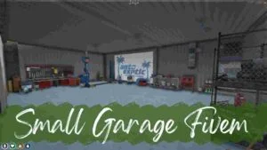 Small garage in FiveM roleplay server, showing interior and exterior details