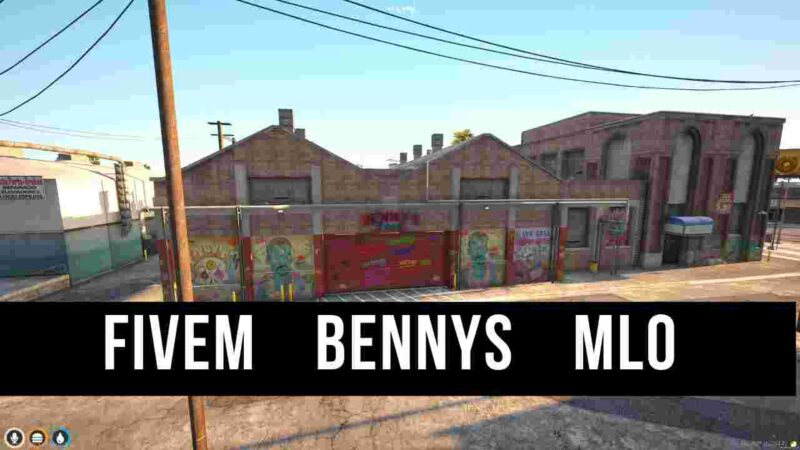 FiveM Bennys MLO interior view showing custom garage with detailed modifications